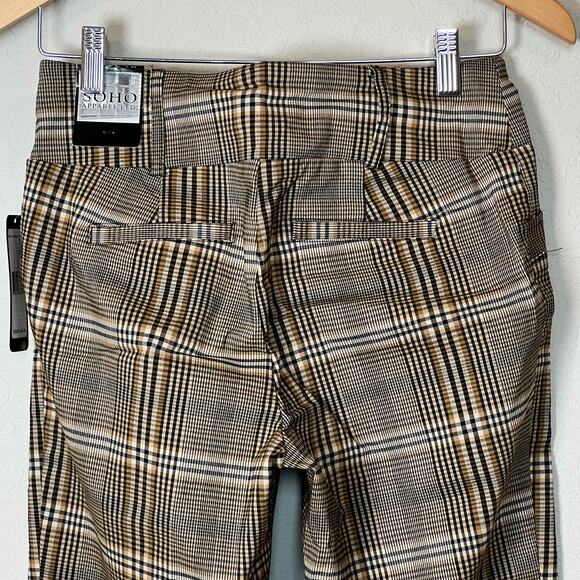 Soho Apparel Ltd. Women's Straight Leg Brown Plaid Ankle Pant Size S NEW‎ - Picture 7 of 9